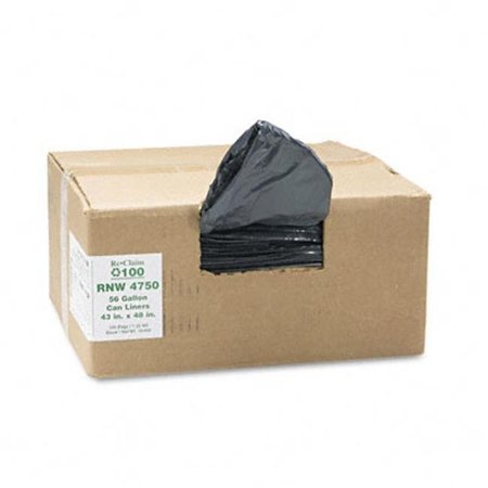 WEBSTER Webster RNW4750 ReClaim Can Liners  56 Gallon  1.25mil  43 x 48  Black  100/Carton RNW4750